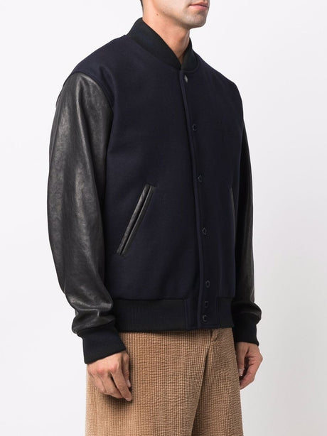 GOLDEN GOOSE Men's Wool and Leather Bomber Jacket