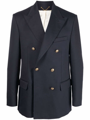 Blue Double-Breasted Blazer for Men - مجموعة SS24