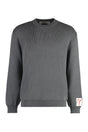 GOLDEN GOOSE Men's Ribbed Blue Cotton Blend Sweater with Logo Detail