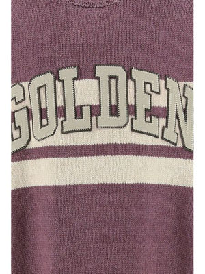 GOLDEN GOOSE Journey College Sweater - Long-Sleeve Linen Blend with Contrasting Stripes - Purple for Men