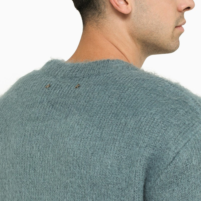 GOLDEN GOOSE Men's Light Blue Mohair Blend Crew-Neck Jumper - FW23