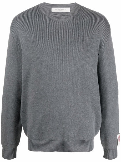 GOLDEN GOOSE Classic Gray Logo Crewneck Sweater for Men