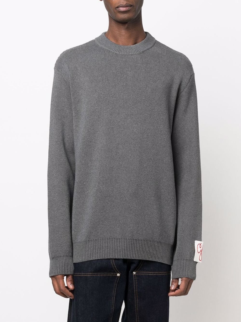 GOLDEN GOOSE Classic Gray Logo Crewneck Sweater for Men