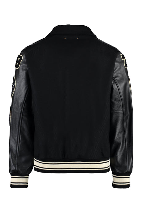 GOLDEN GOOSE Men's Wool Bomber Jacket with Patch Details - Regular Fit