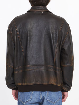 GOLDEN GOOSE Vintage Brown Aviator Jacket for Men