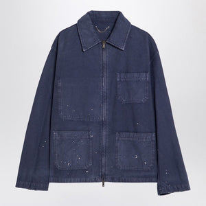 GOLDEN GOOSE Splash Detail Blue Cotton Shirt Jacket