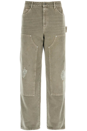 GOLDEN GOOSE Distressed Effect Trousers - Low Waist, Wide Straight Leg, Size IT 48