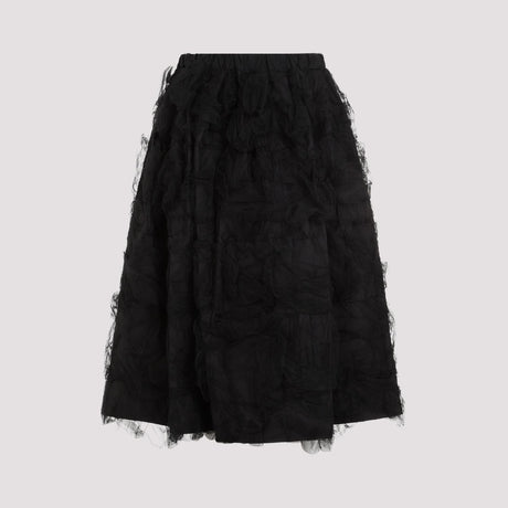 COMME DES GARÇONS Black Nylon Midi Skirt for Women - SS24 Collection