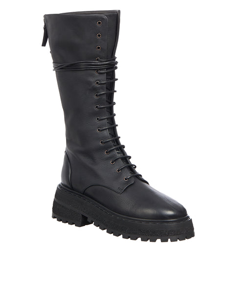 MARSELL Stylish Black Leather Lace-Up Boots for Women - FW23 Collection