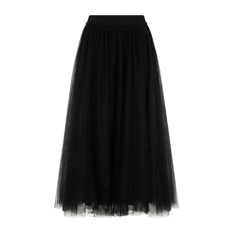 FABIANA FILIPPI Elegant Black Tulle Midi Skirt