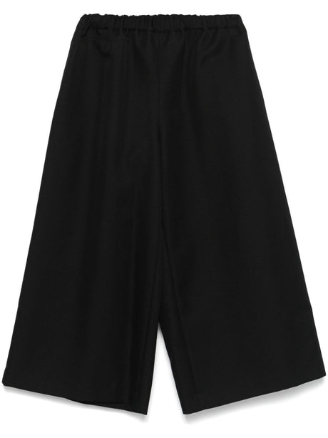 COMME DES GARÇONS Chic Black Cropped Trousers - Wide Fit with Drawstring Waist