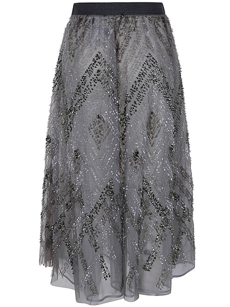 ELISABETTA FRANCHI Classic Grey Skirt for Women - FW24 Collection