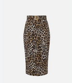 ELISABETTA FRANCHI Animal Print Belted Waist Skirt - Mid Length