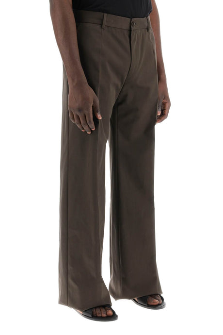 DOLCE & GABBANA Men's Tailored Cotton Trousers in Brown