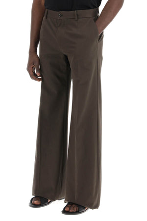 DOLCE & GABBANA Men's Tailored Cotton Trousers in Brown