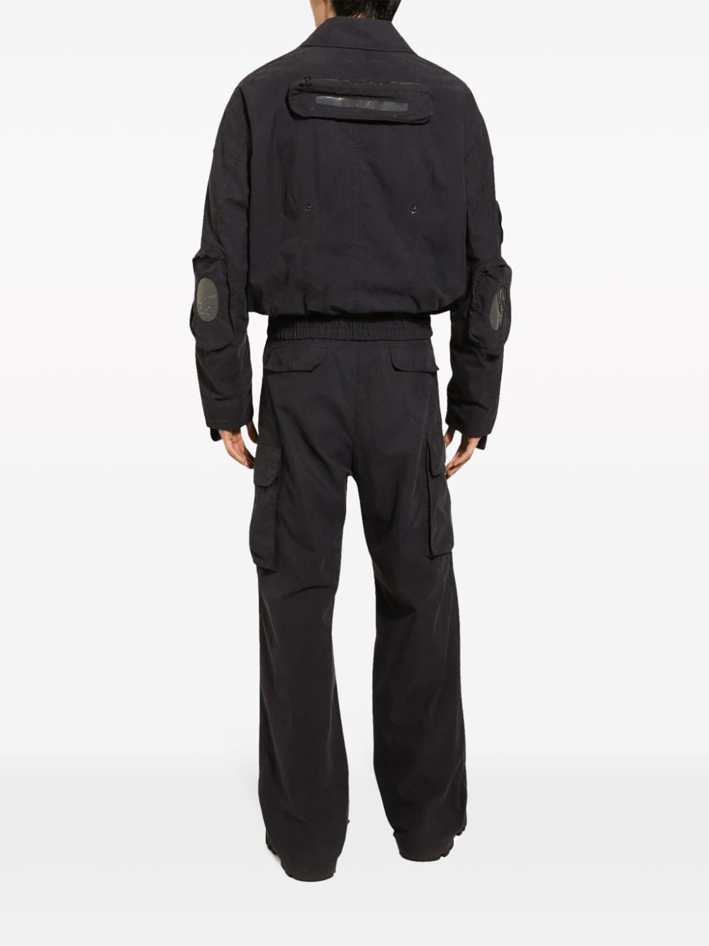 DOLCE & GABBANA Style Statement: Navy Blue LOGO-Plaque Cargo Trousers for Men