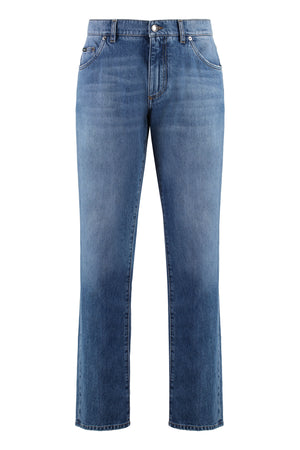 DOLCE & GABBANA Classic Denim Jeans with Engraved Metal Details