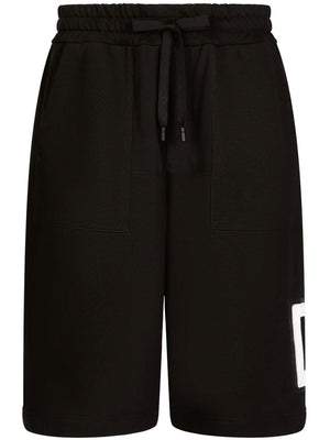 DOLCE & GABBANA Men's Black Logo Print Shorts for SS24