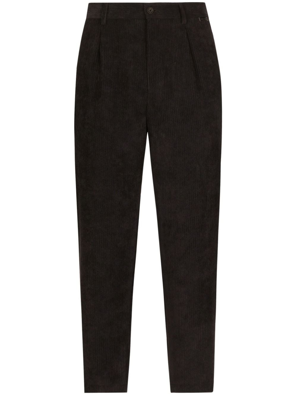 DOLCE & GABBANA Men's Black Corduroy Trousers with Pockets