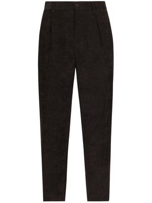 DOLCE & GABBANA Men's Black Corduroy Trousers with Pockets