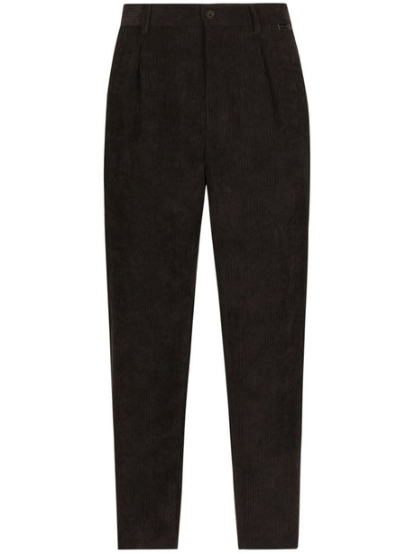 DOLCE & GABBANA Men's Black Corduroy Trousers with Pockets