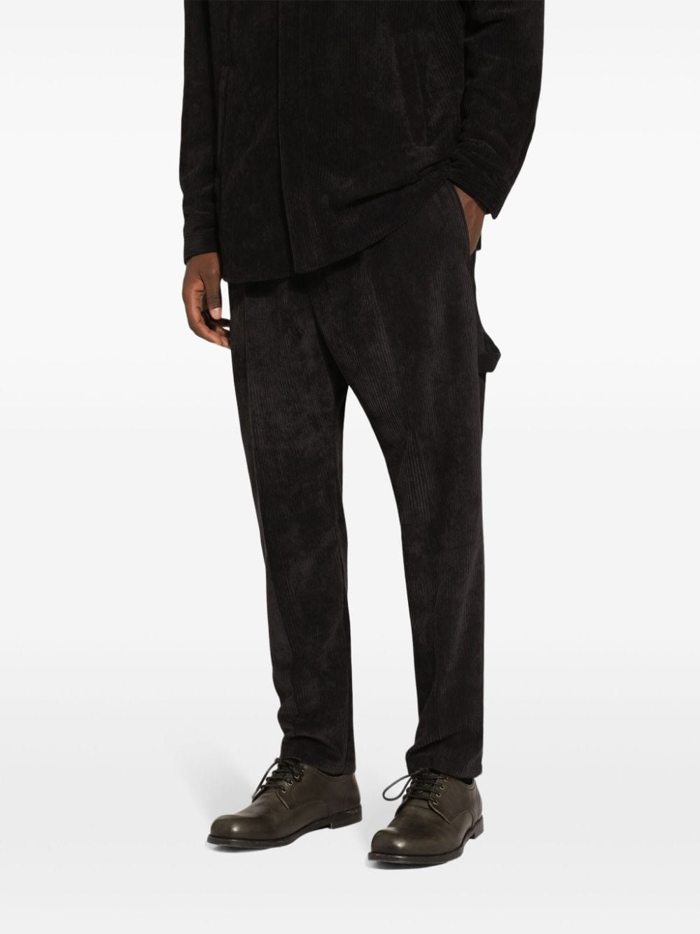 DOLCE & GABBANA Men's Black Corduroy Trousers with Pockets