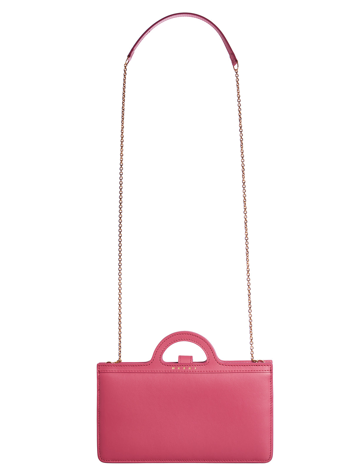 MARNI Pink Leather Top-Handle Pochette with Shoulder Strap for Women