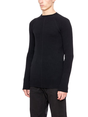 RICK OWENS Men's Black Crewneck Cashmere Sweater for FW23