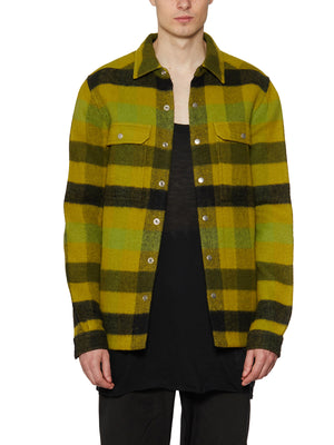 Men's Yellow Acid Plaid Wool Shirt Jacket
