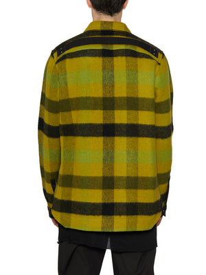 Men's Yellow Acid Plaid Wool Shirt Jacket