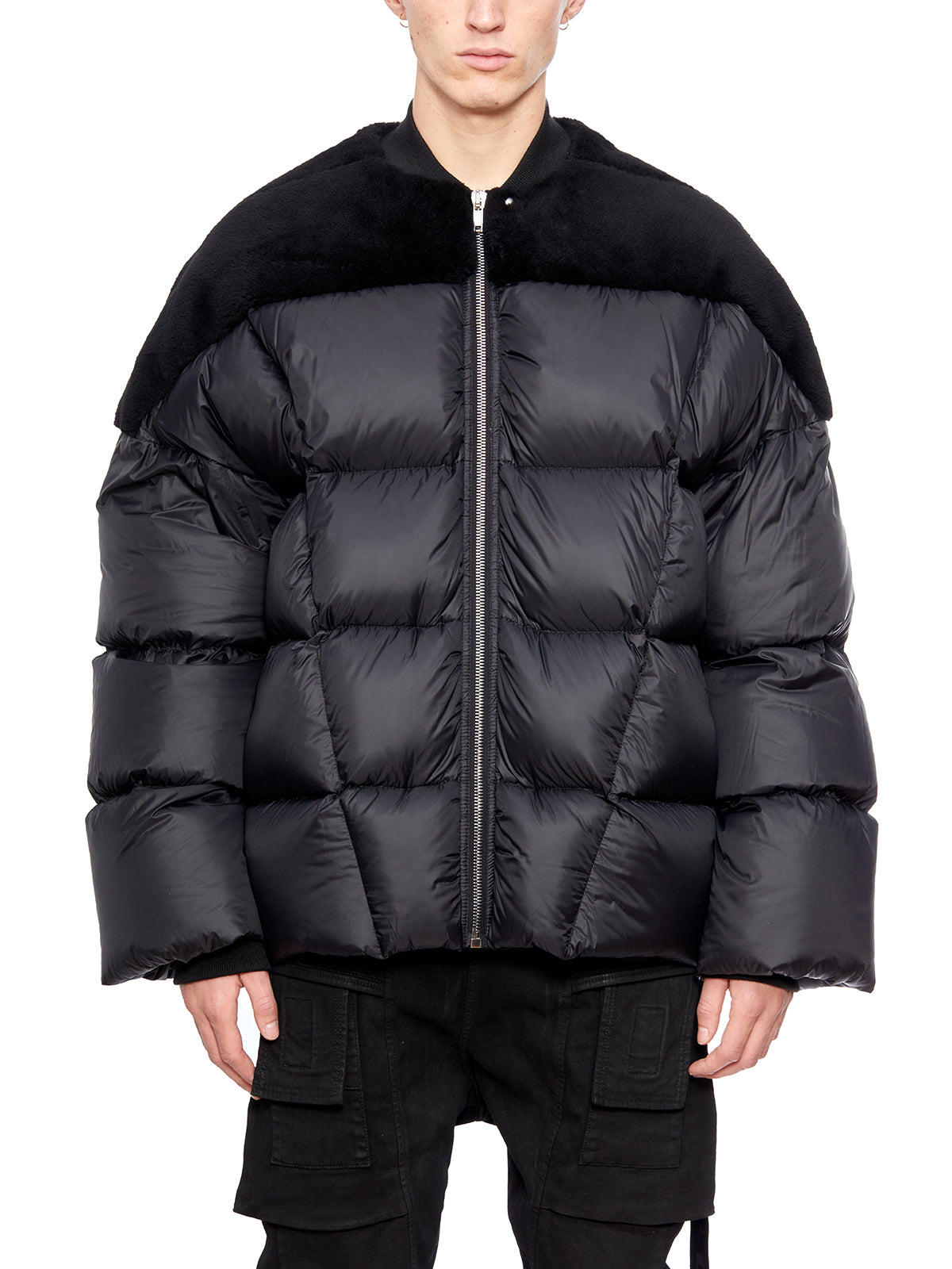 RICK OWENS Stylish Down and Shearling Jacket for Men - Black