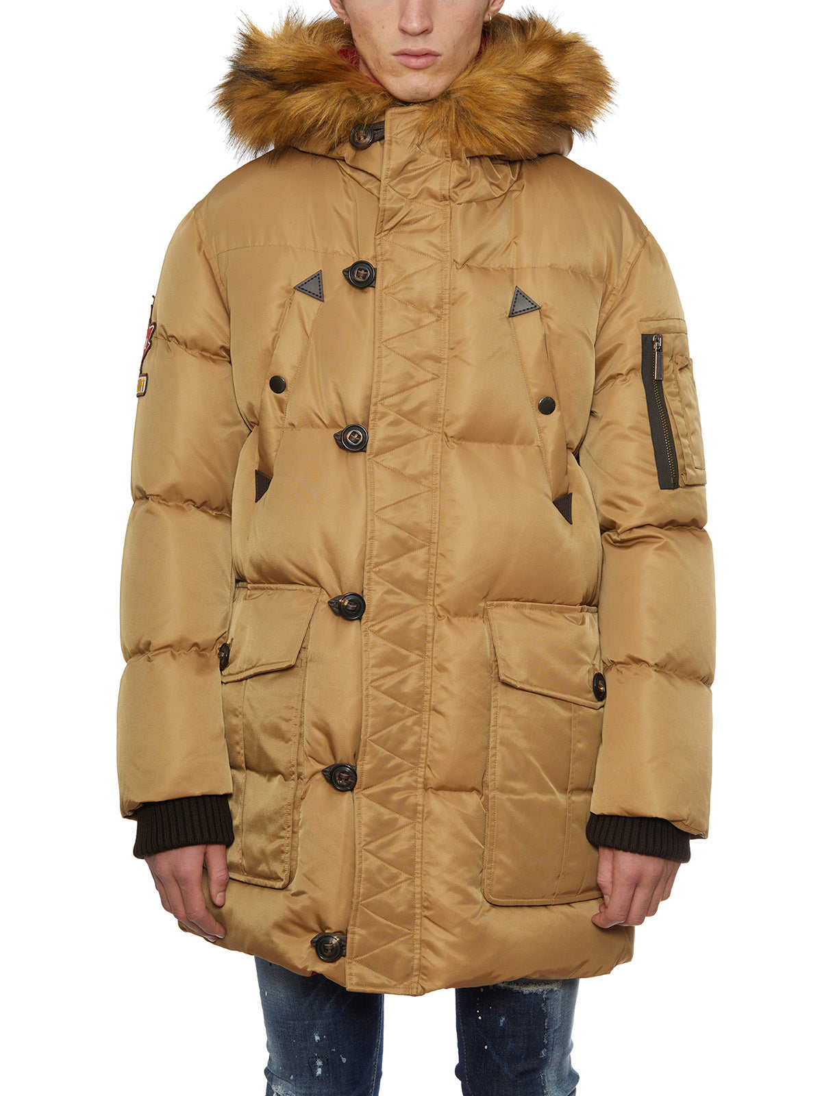 DSQUARED2 Beige Puffer Jacket with Hood for Men