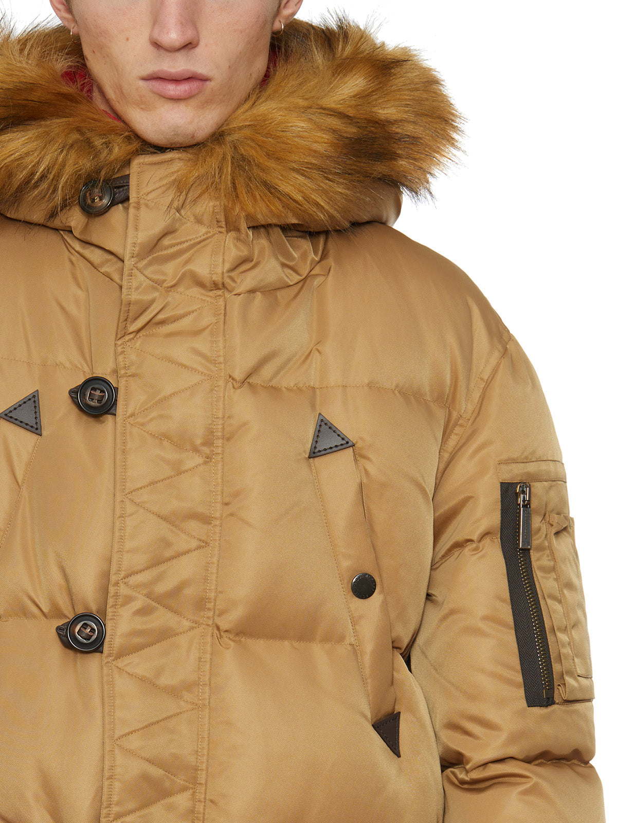 DSQUARED2 Beige Puffer Jacket with Hood for Men