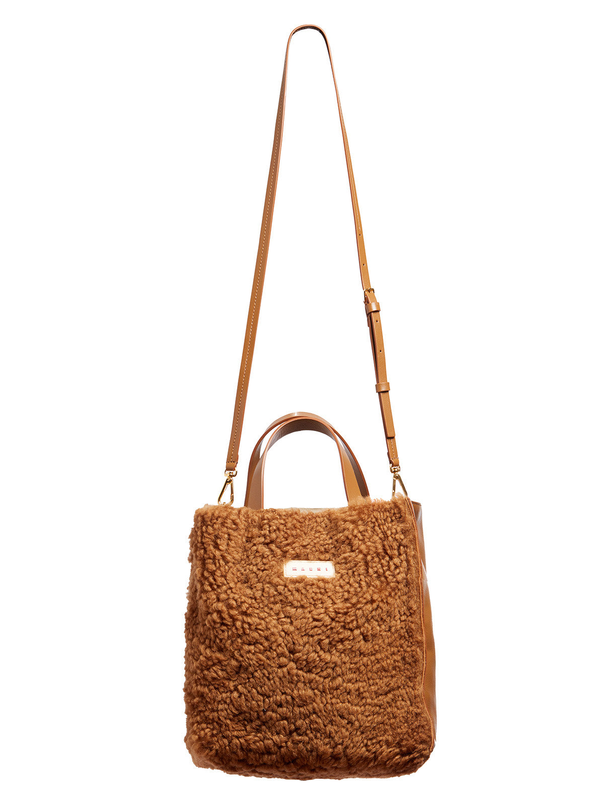 MARNI Brown Shopper Tote with Shoulder Strap and Internal Zip Pocket for Women