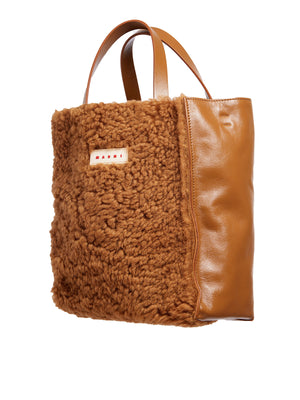 Brown Shopping Tote with Detachable Strap & Zip Pocket for Women