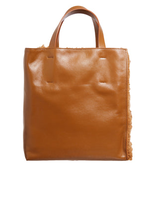 Brown Shopping Tote with Detachable Strap & Zip Pocket for Women