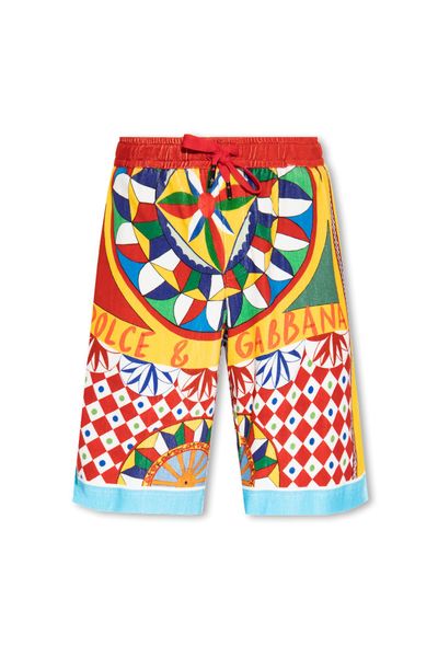 DOLCE & GABBANA Men's Carretto Printed Cotton Shorts - Terry Cloth Effect Knit - FW23