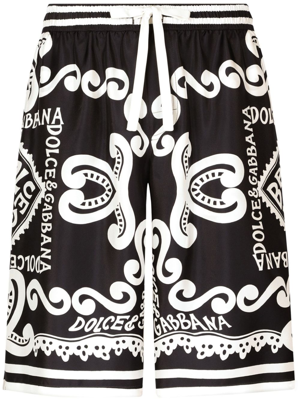 DOLCE & GABBANA Knee-Length Logo-Print Silk Shorts for Men