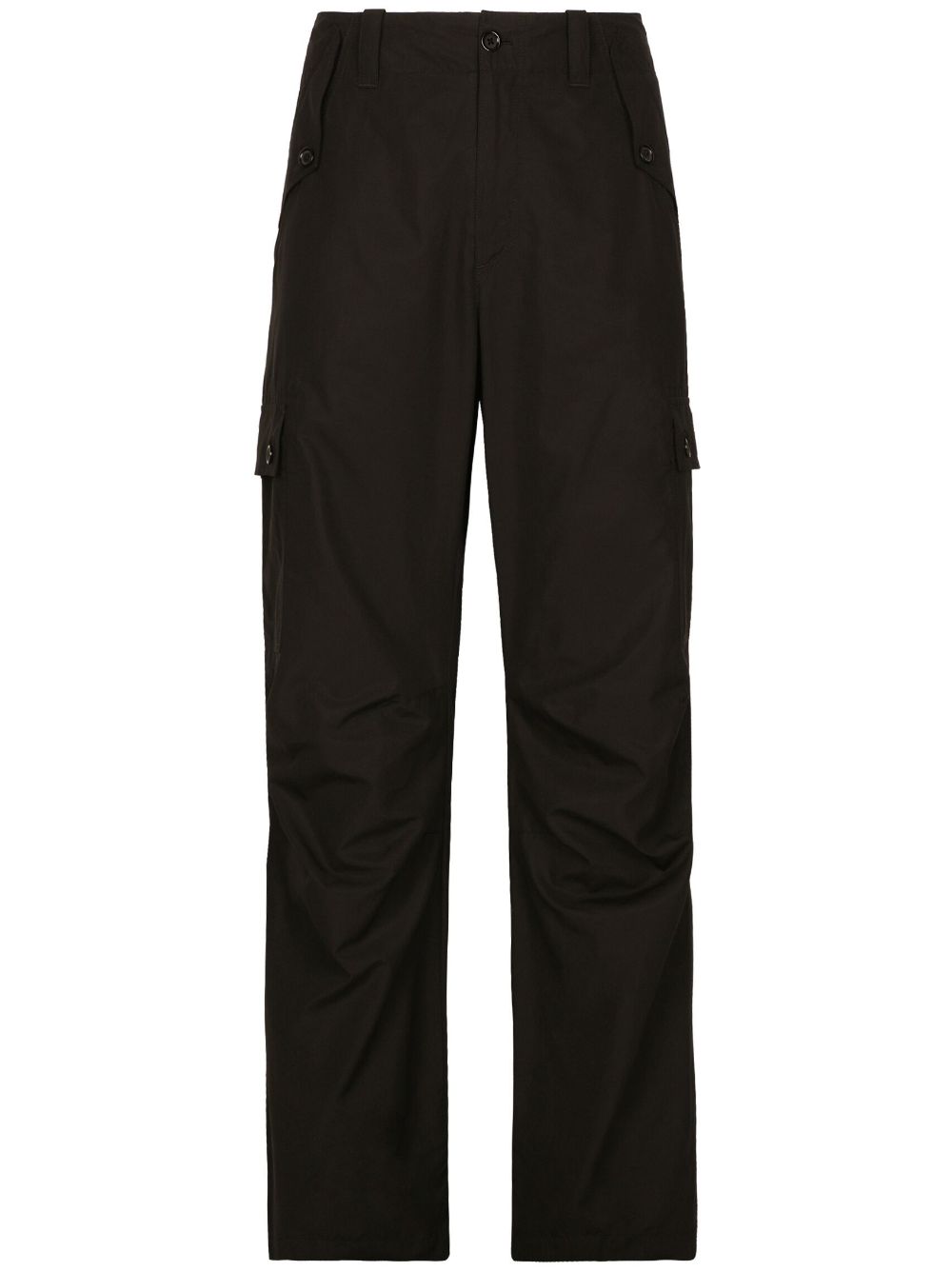 Men's Black Cargo-Pocket Cotton Trousers for FW23