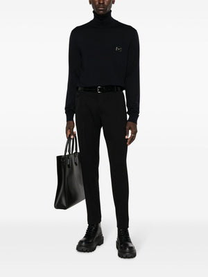 Black Tailored Trousers in Luxurious Virgin Wool for Men