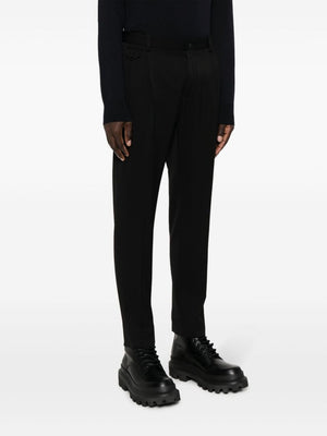 Black Tailored Trousers in Luxurious Virgin Wool for Men