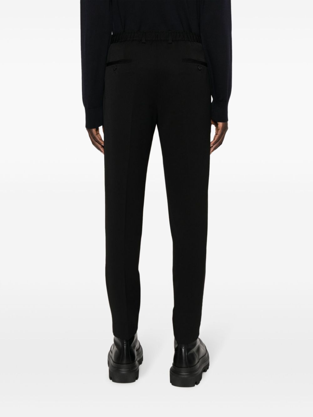 Black Tailored Trousers in Luxurious Virgin Wool for Men