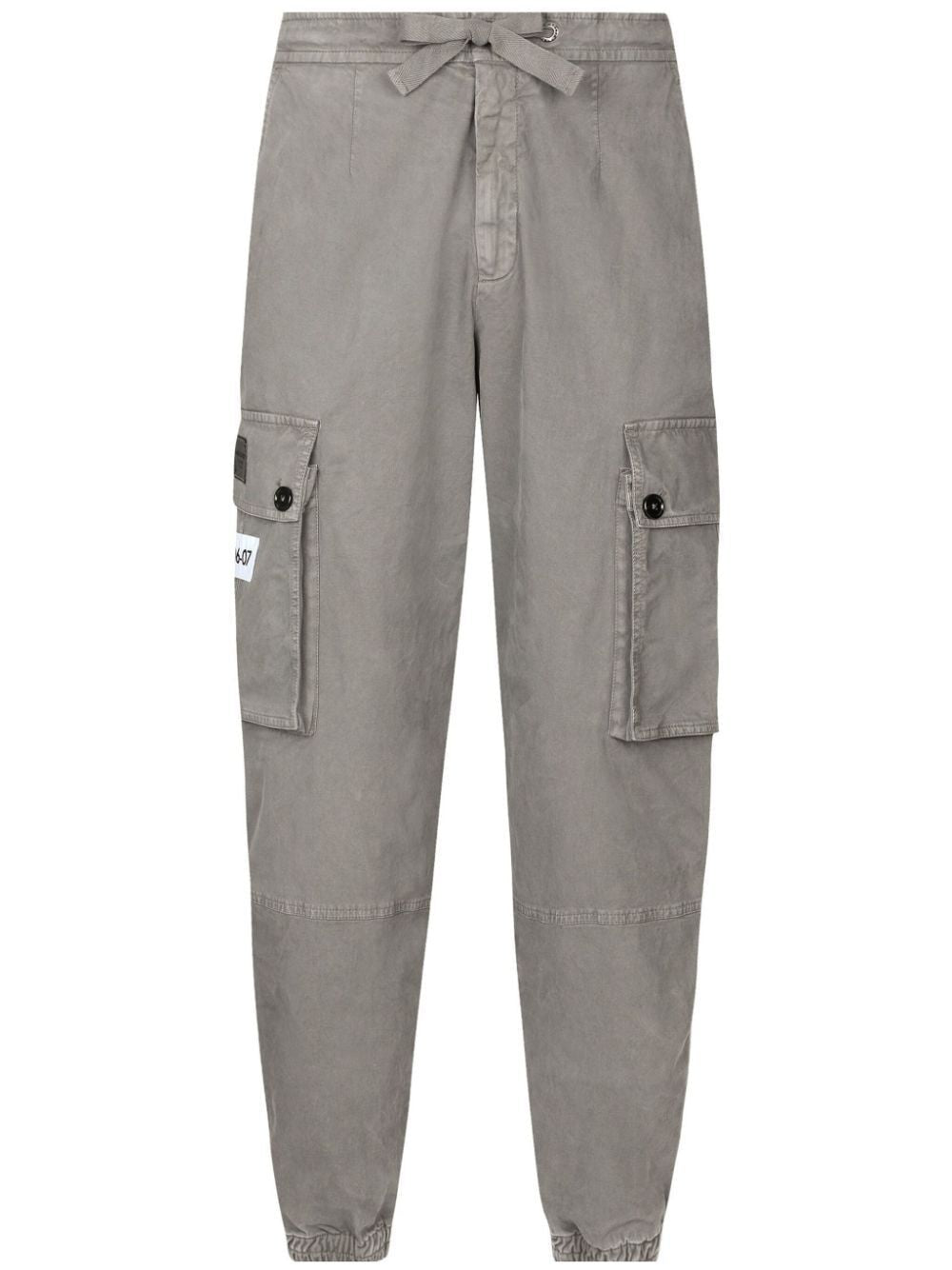 DOLCE & GABBANA Logo Patch Cotton Cargo Trousers for Men - FW24