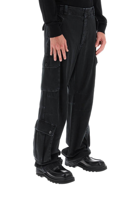 DOLCE & GABBANA Men's Wide-Leg Cargo Pants in Black