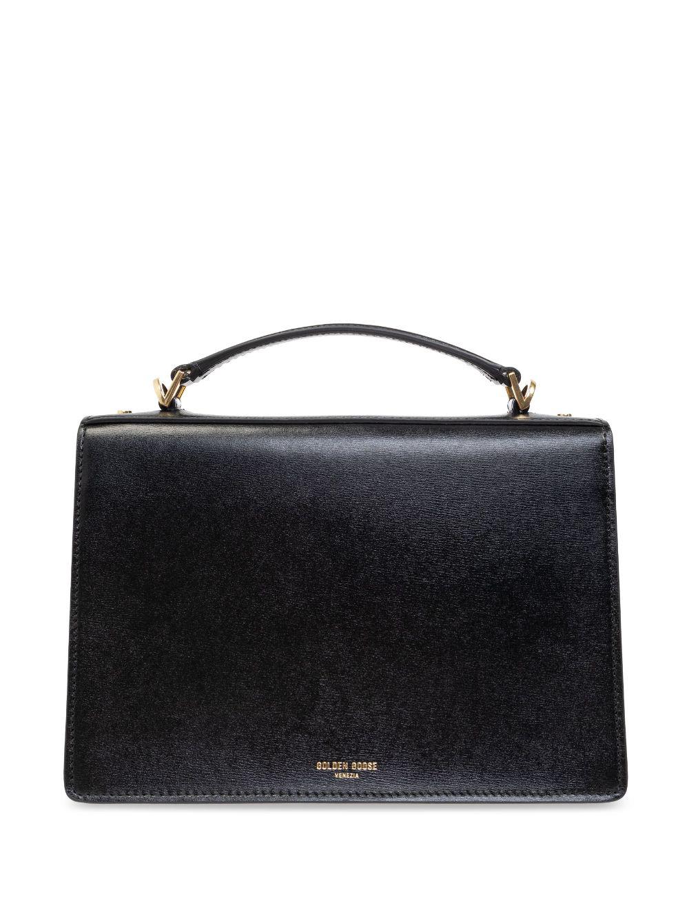 GOLDEN GOOSE Elegant Black Leather Mini Handbag