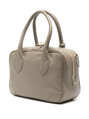 GOLDEN GOOSE DARK OLIVE LEATHER HANDBAG WITH HARDWARE