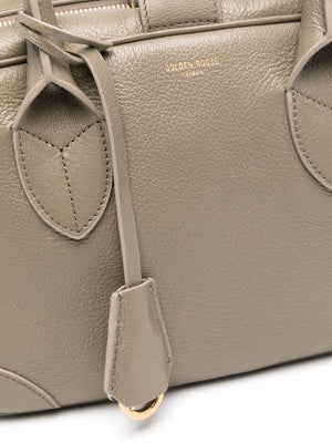 GOLDEN GOOSE Elegant Olive Leather Handbag with Gold-Tone Accents