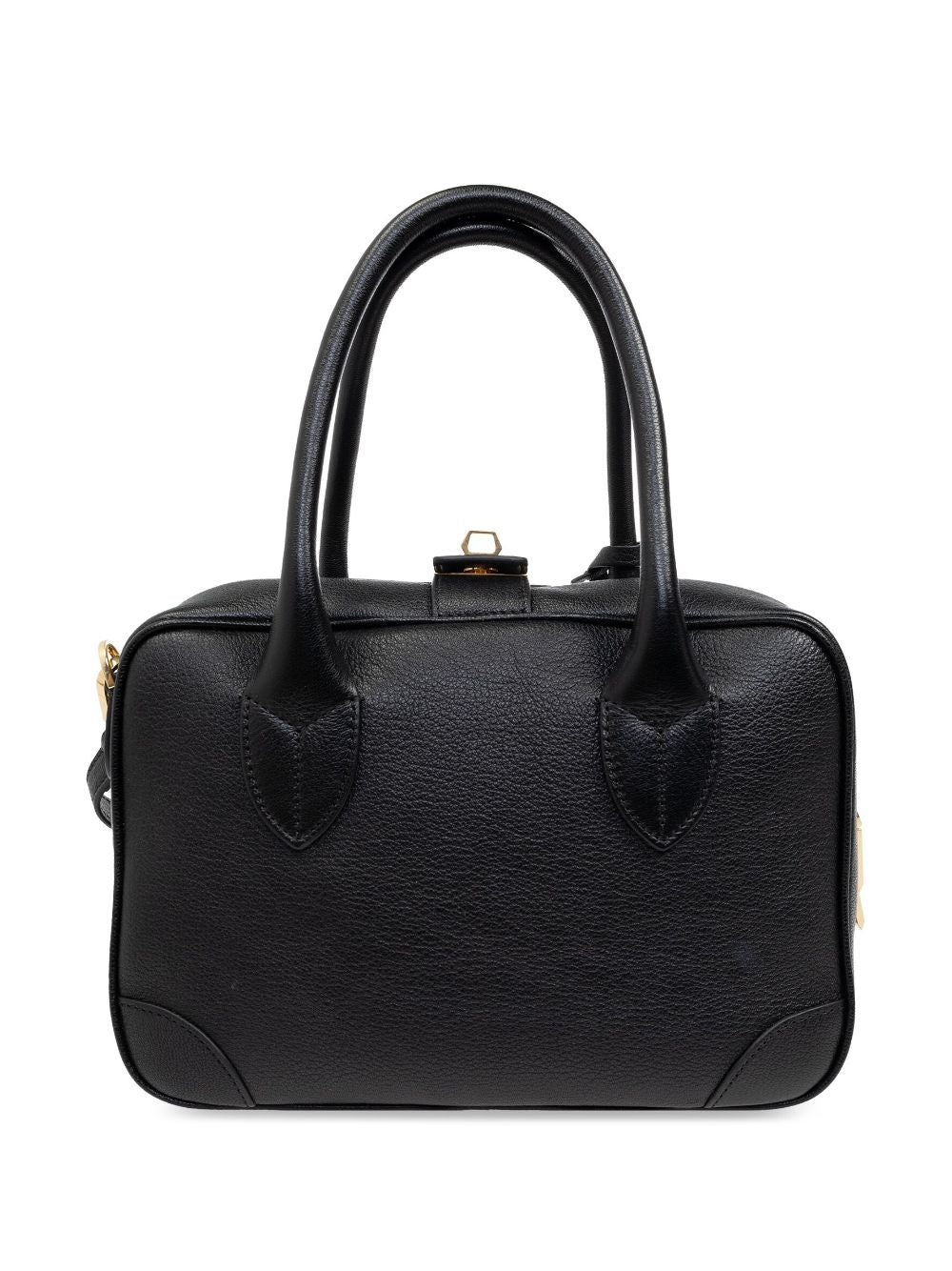 GOLDEN GOOSE Elegant Black Goatskin Handbag with Gold Hardware