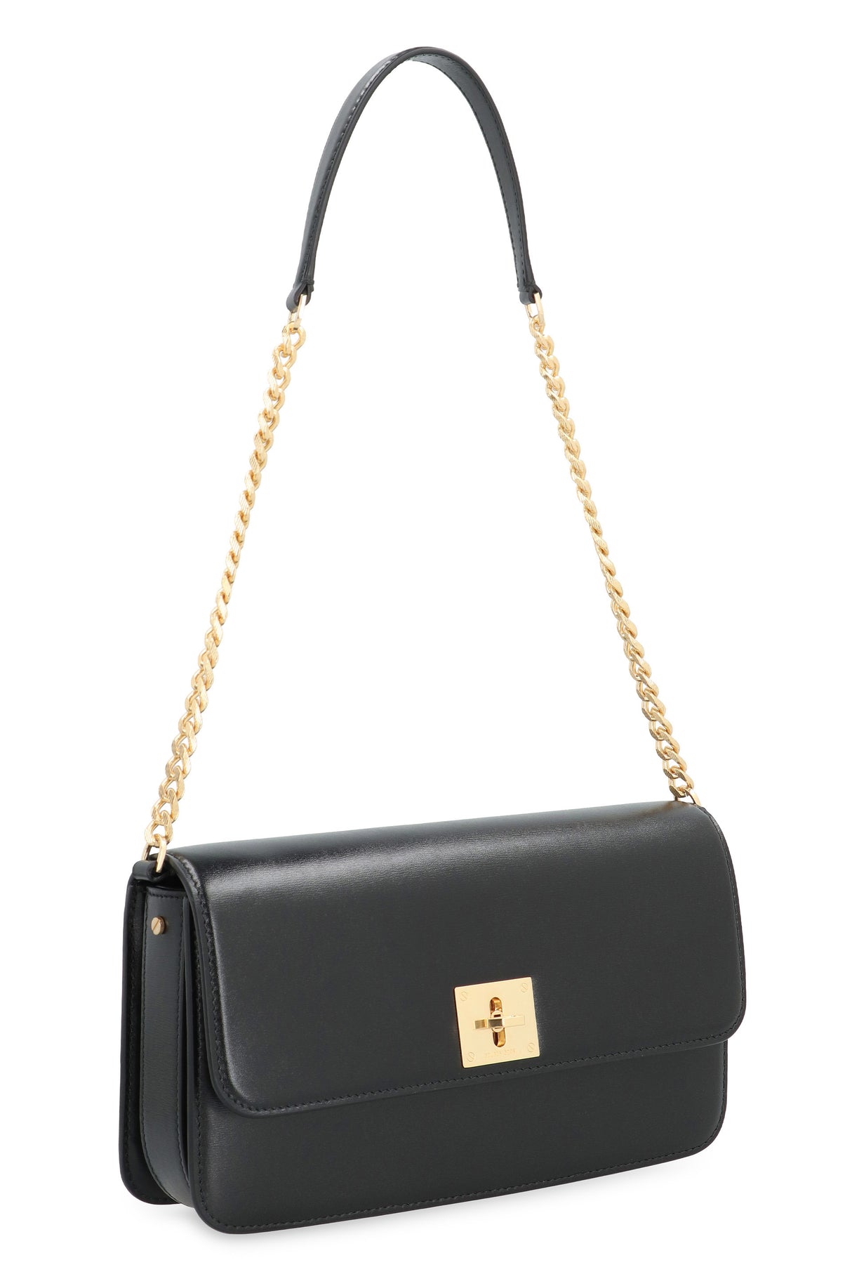 GOLDEN GOOSE Elegant Mini Leather Shoulder Bag with Gold-Tone Accents 24.5x13x6.5 cm