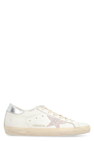 White and Silver Leather Sneakers for Women